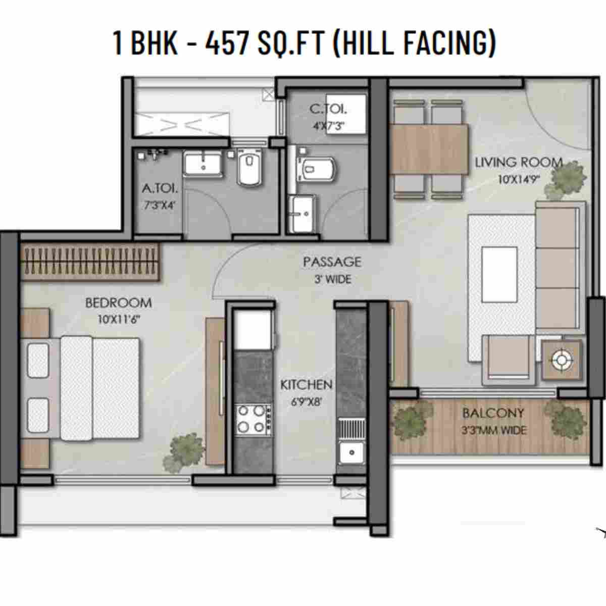 Ashar-Arize-Floor-Plan-1-BHK-457-sqft